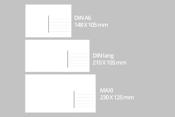 Quelles sont les dimensions disponibles pour les cartes postales ?